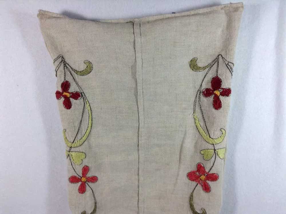 Vintage Hand Embroidered Linen Bag - image 4
