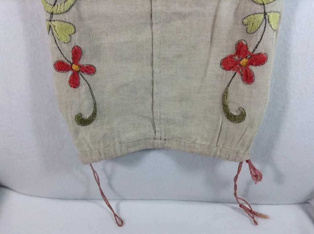 Vintage Hand Embroidered Linen Bag - image 5