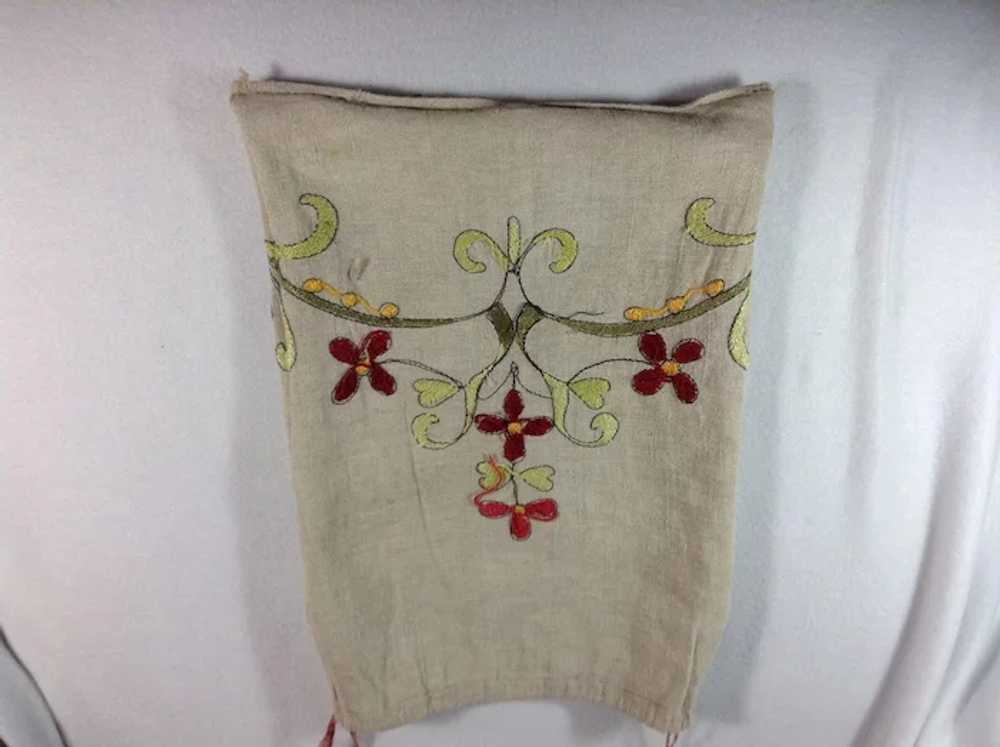 Vintage Hand Embroidered Linen Bag - image 6