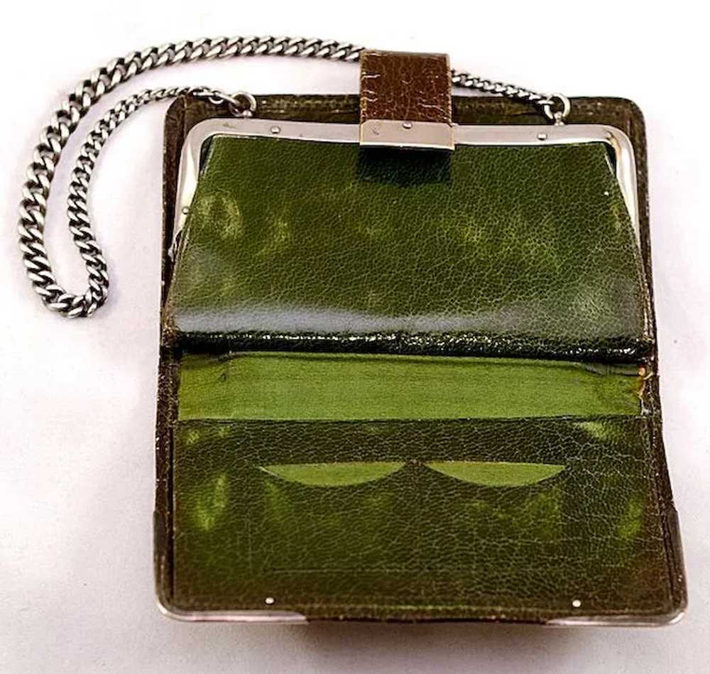 ca 1904 Krumm Heavily Hallmarked Green Leather an… - image 3