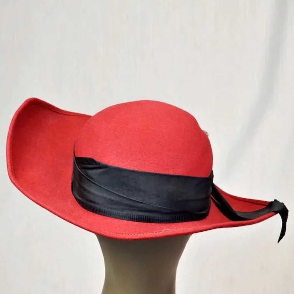 Vintage Women's Stetson Ruby-Red Wool Hat with Un… - image 5