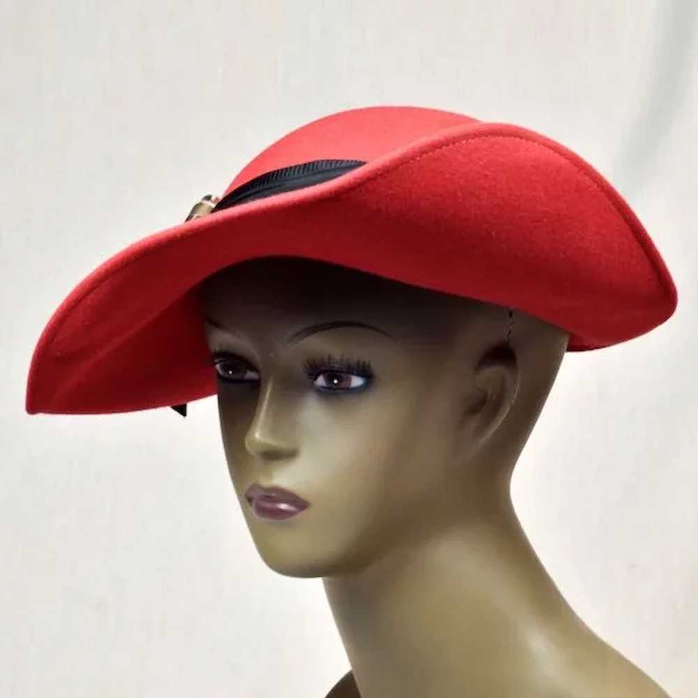 Vintage Women's Stetson Ruby-Red Wool Hat with Un… - image 7