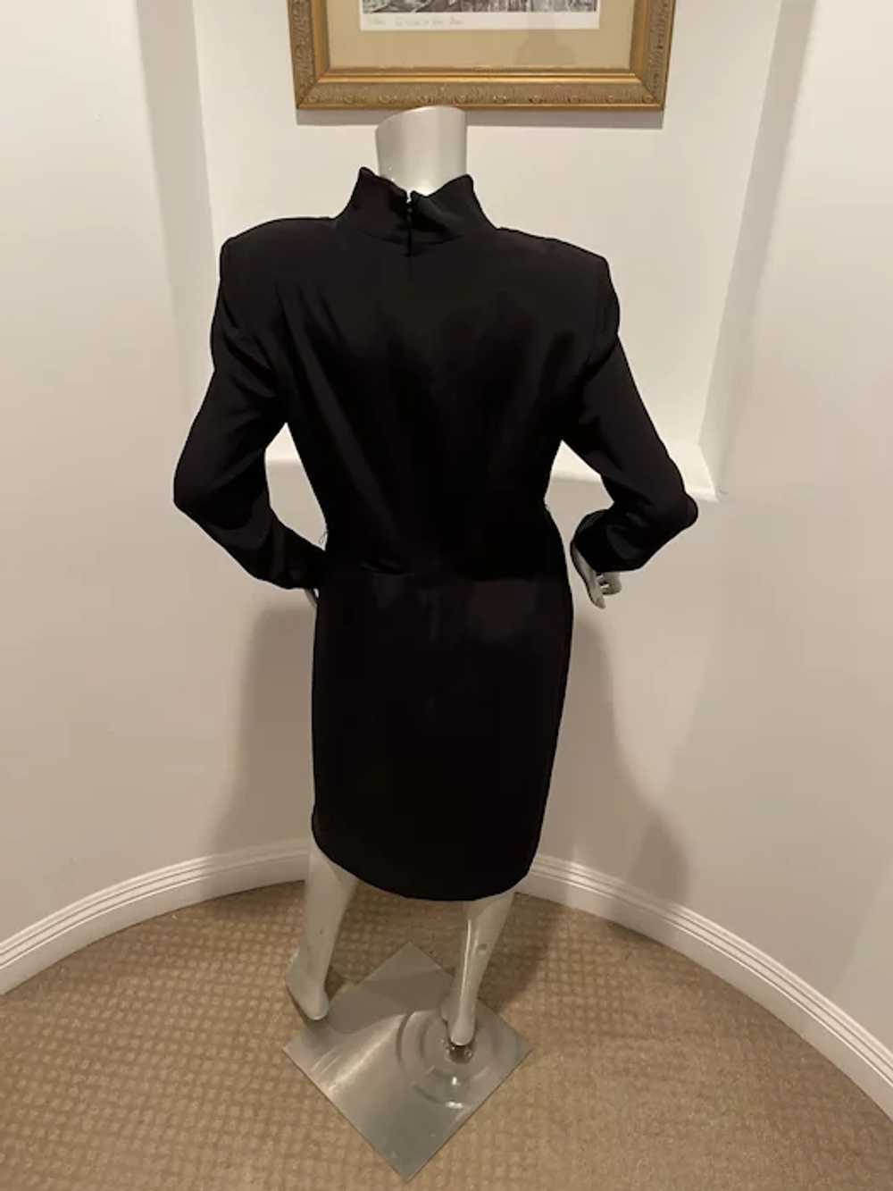 Vintage 1980’s Gene Roye Long Sleeve Black Dress … - image 4
