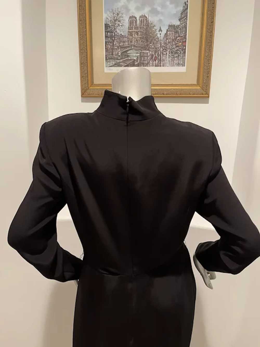 Vintage 1980’s Gene Roye Long Sleeve Black Dress … - image 9