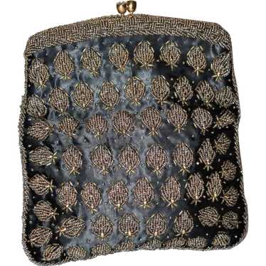 Vintage 1950's Beaded on Silk Fold-over Clutch - image 1