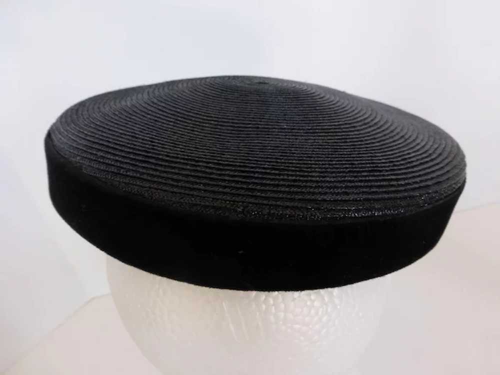 1950’s Black Woven Bumper Hat w Original Hat Pin - image 3