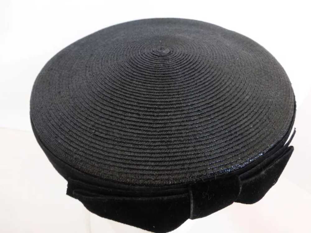 1950’s Black Woven Bumper Hat w Original Hat Pin - image 5