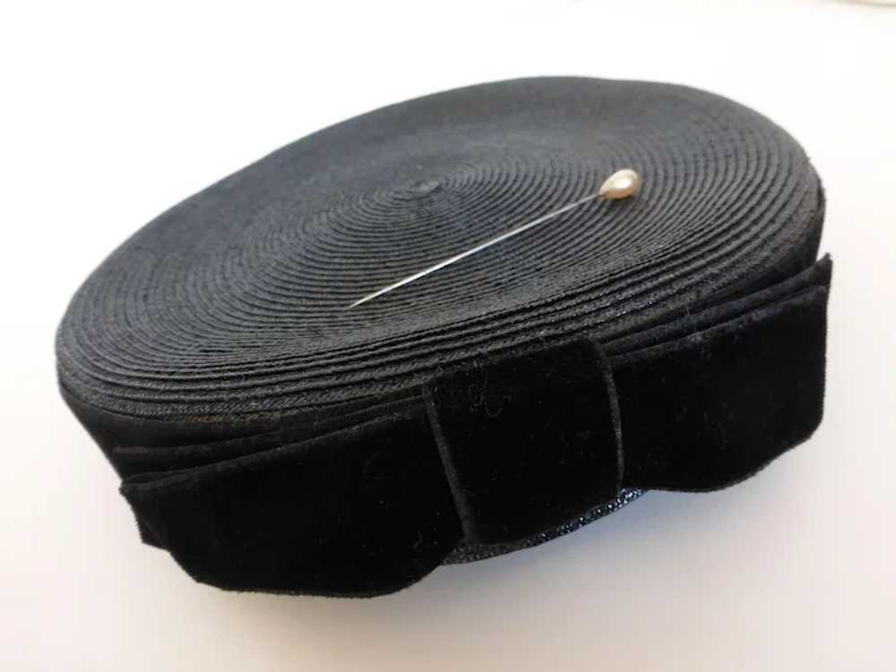 1950’s Black Woven Bumper Hat w Original Hat Pin - image 6