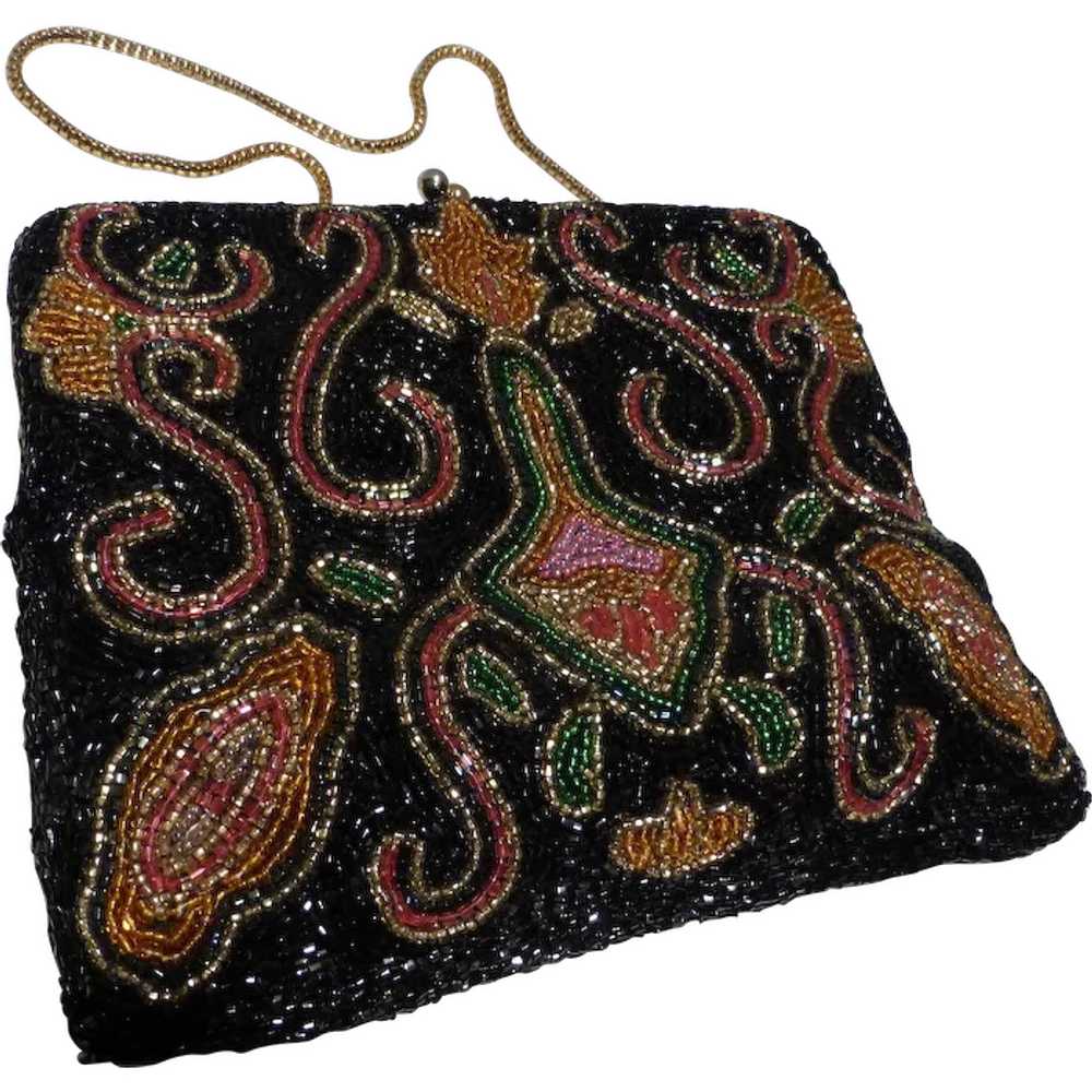 Vintage Multi-Color Beaded Purse  Handbag Clutch - image 1