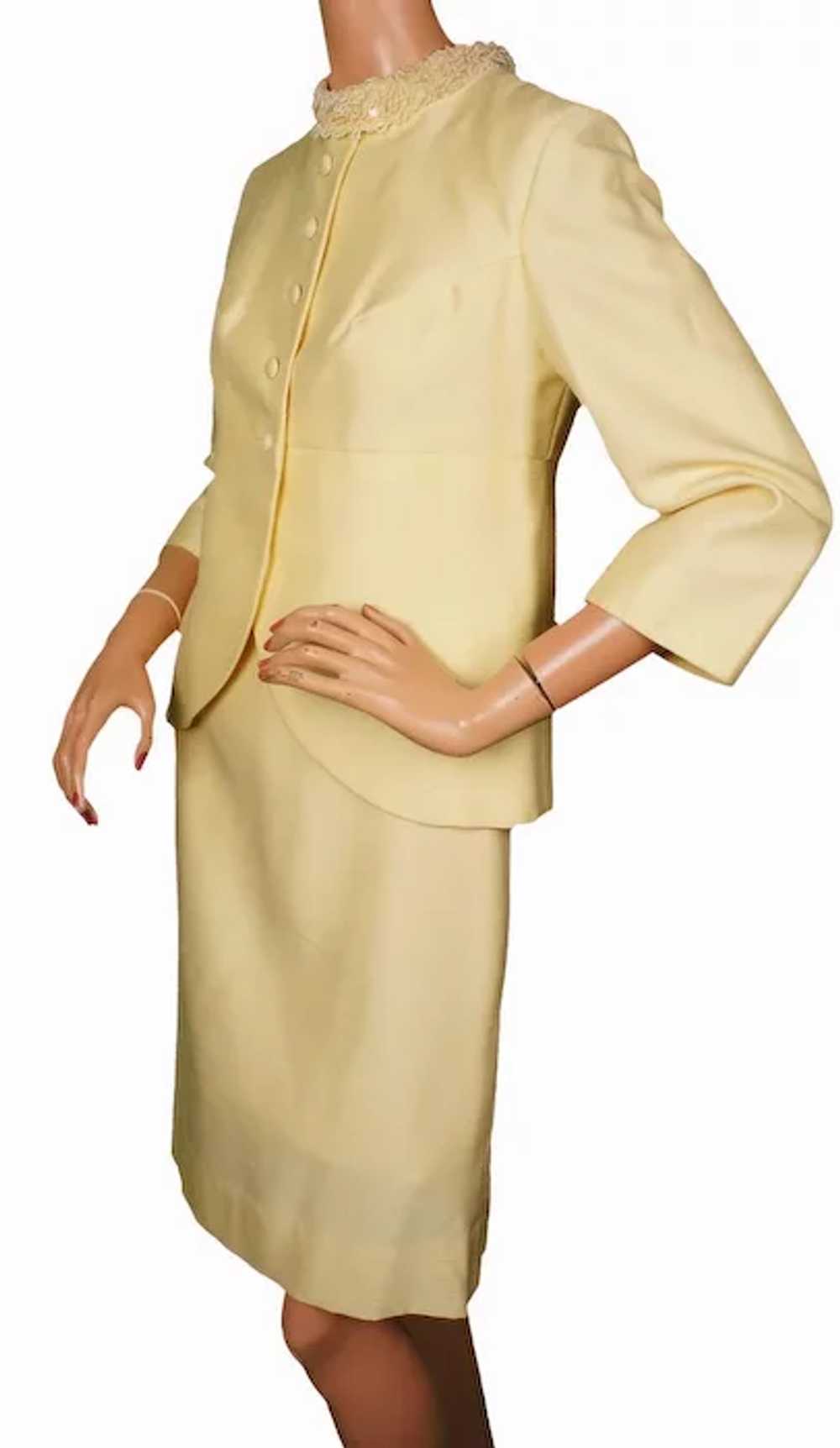 Vintage 60s Yellow Shantung Silk Dress w Jacket B… - image 3