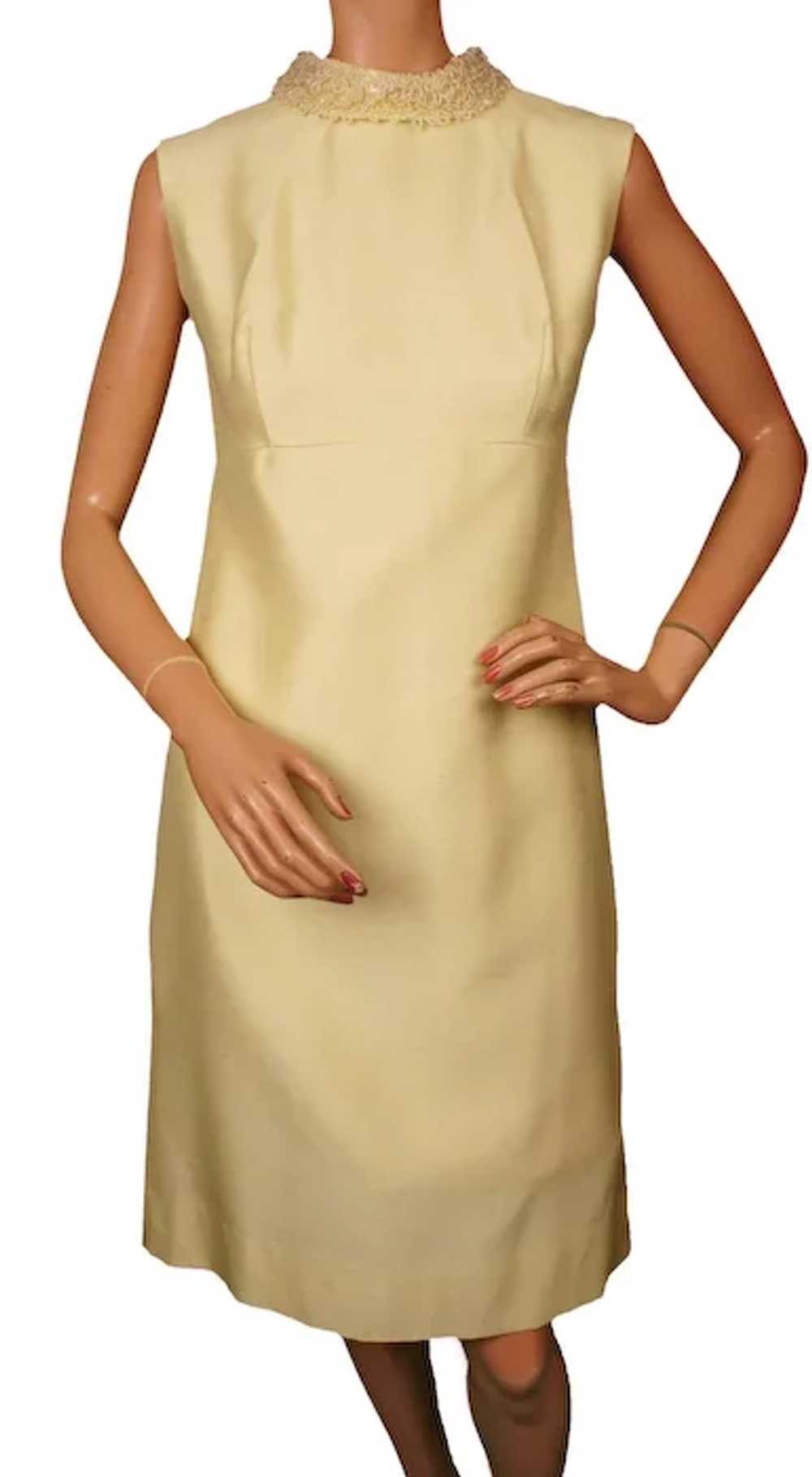 Vintage 60s Yellow Shantung Silk Dress w Jacket B… - image 5