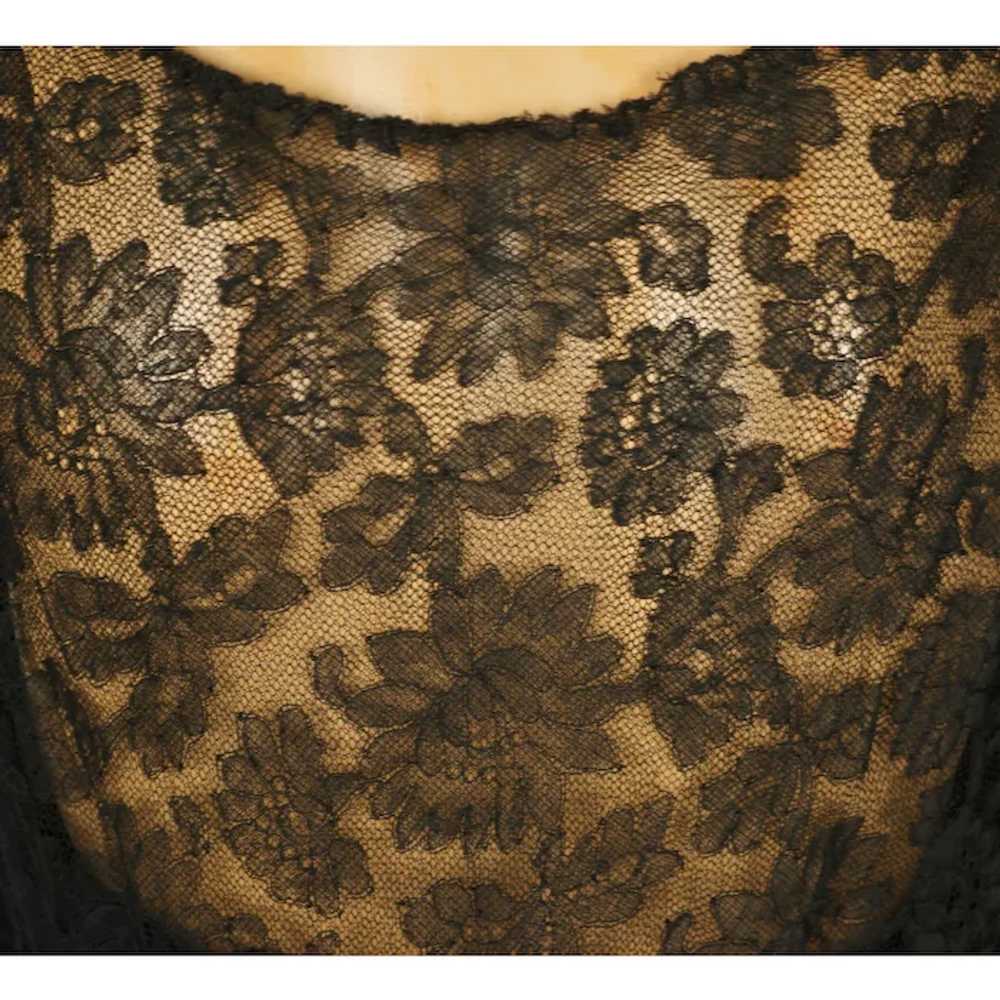Vintage 1930s Evening Gown Black Chantilly Lace D… - image 5