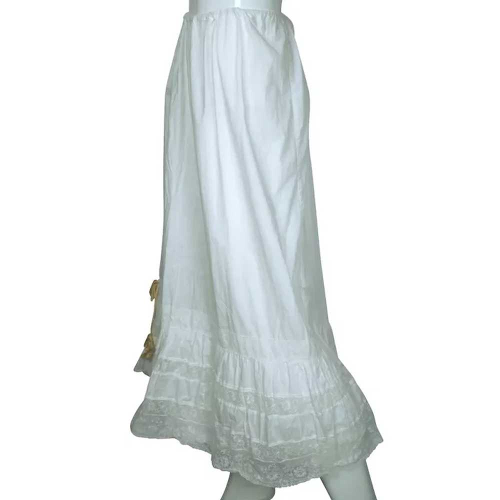 Antique Edwardian White Cotton Petticoat & Chemis… - image 5
