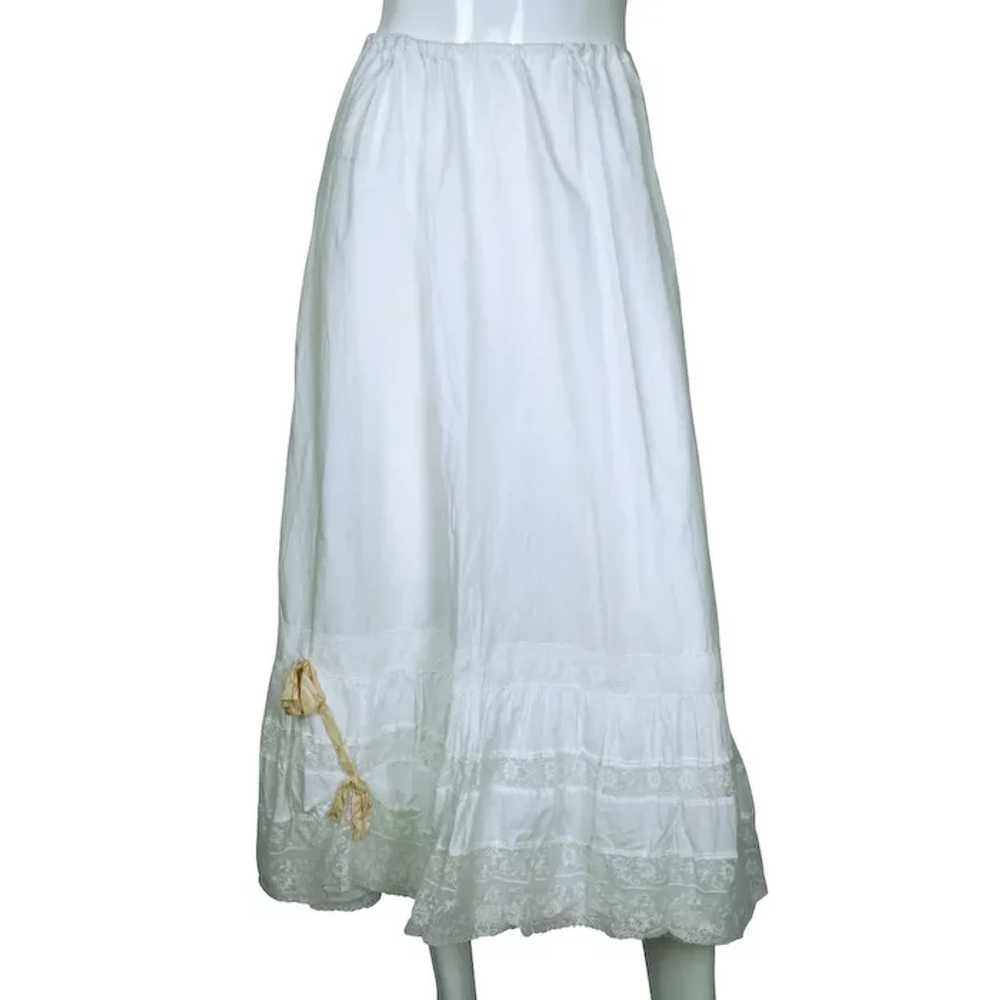 Antique Edwardian White Cotton Petticoat & Chemis… - image 6