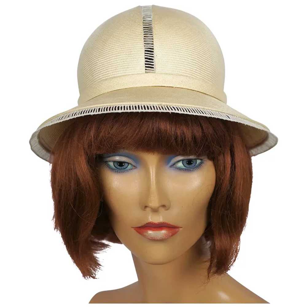 Vintage Christian Dior Hat Straw Safari Style Spr… - image 2