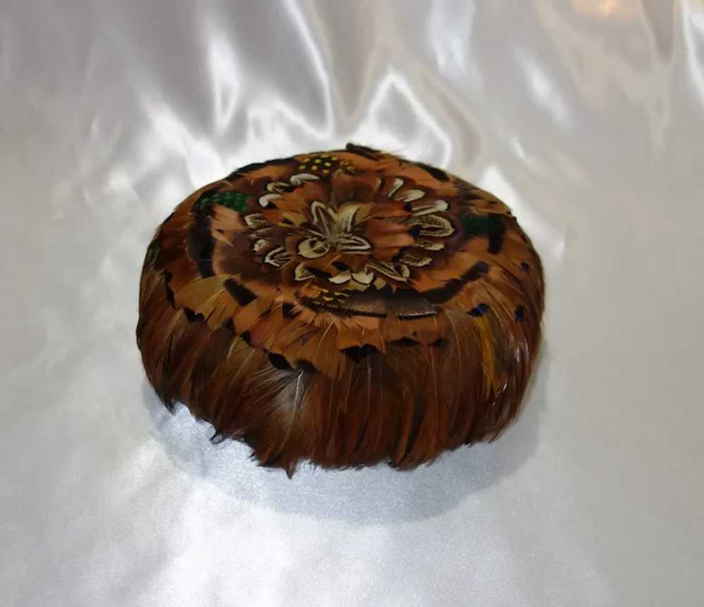 Vintage 1950's Brown Feather Cocktail Hat - image 2