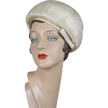 60s Ivory Bubble Crown Toque Hat by Coronet - image 1