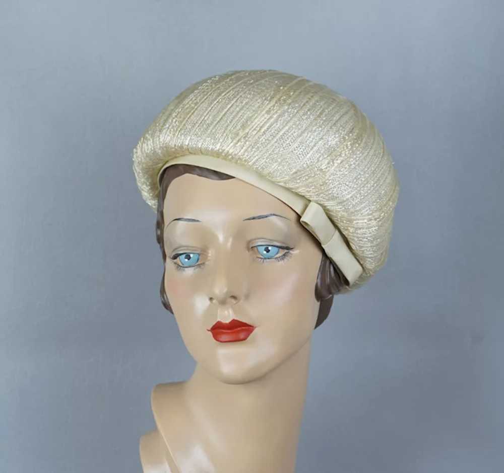 60s Ivory Bubble Crown Toque Hat by Coronet - image 6