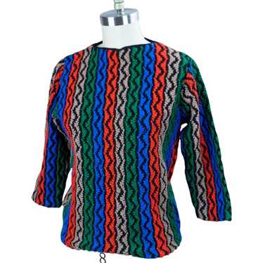 1960's Multi Colored Zig Zag Wool Sweater by Bradl