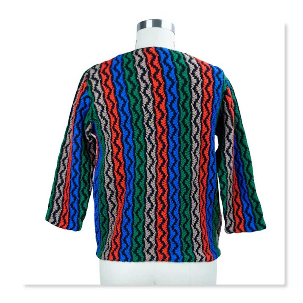 1960's Multi Colored Zig Zag Wool Sweater by Brad… - image 3