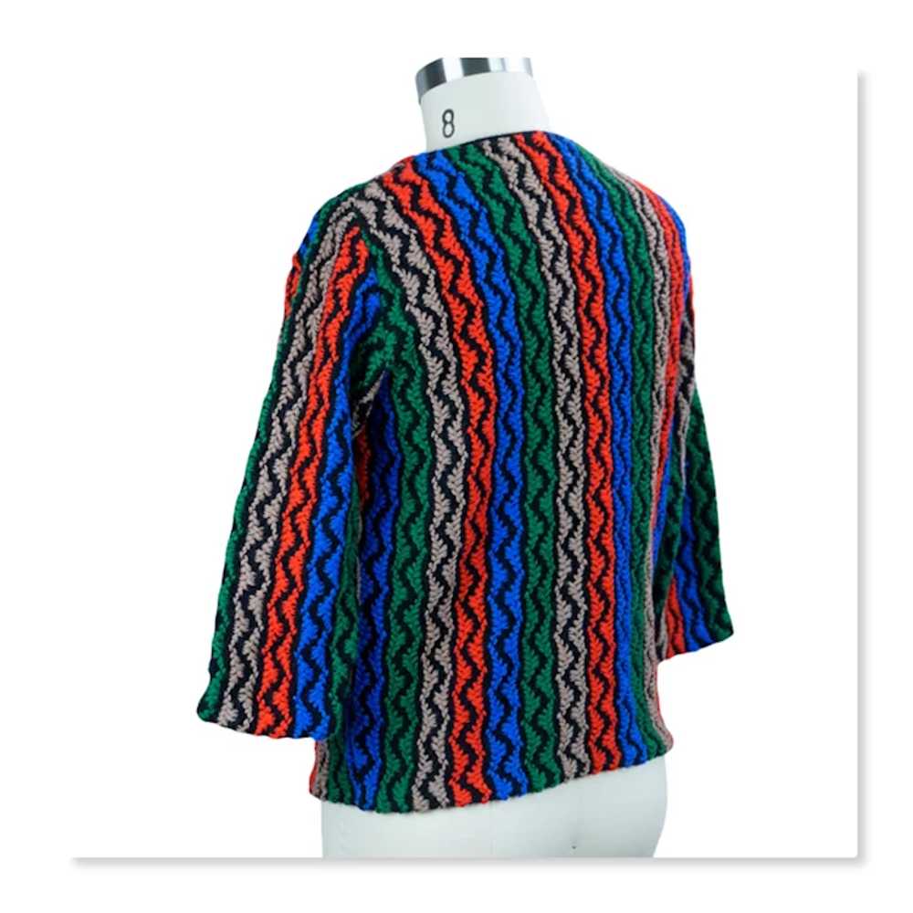 1960's Multi Colored Zig Zag Wool Sweater by Brad… - image 4
