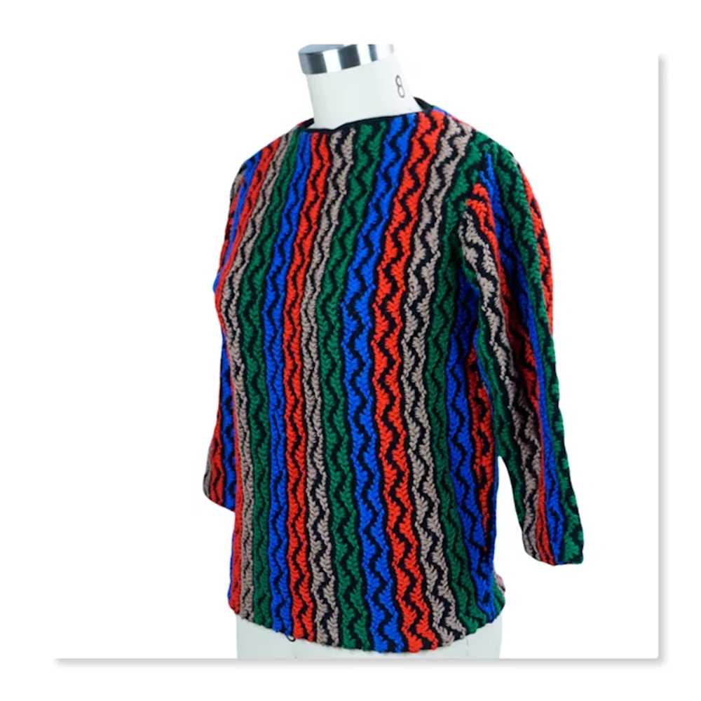1960's Multi Colored Zig Zag Wool Sweater by Brad… - image 5