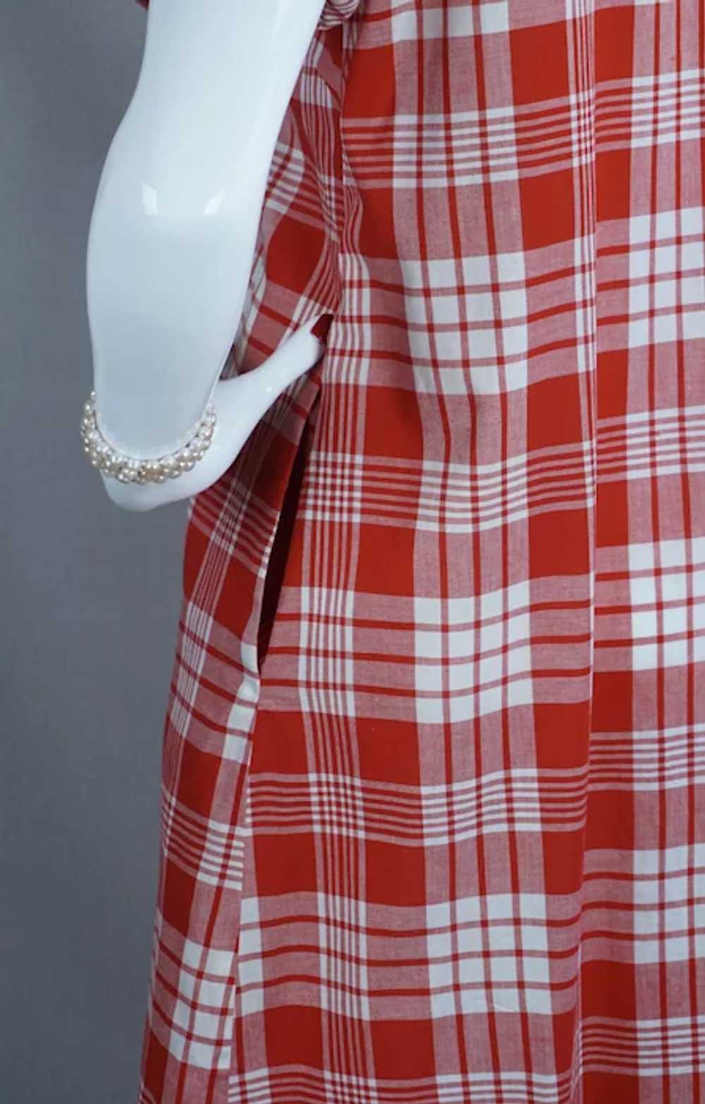 60s - 70s Red and White Plaid Cotton Dress by Say… - image 6