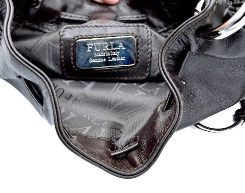 FURLA Designer Italian Brown Black Calf Leather N… - image 5