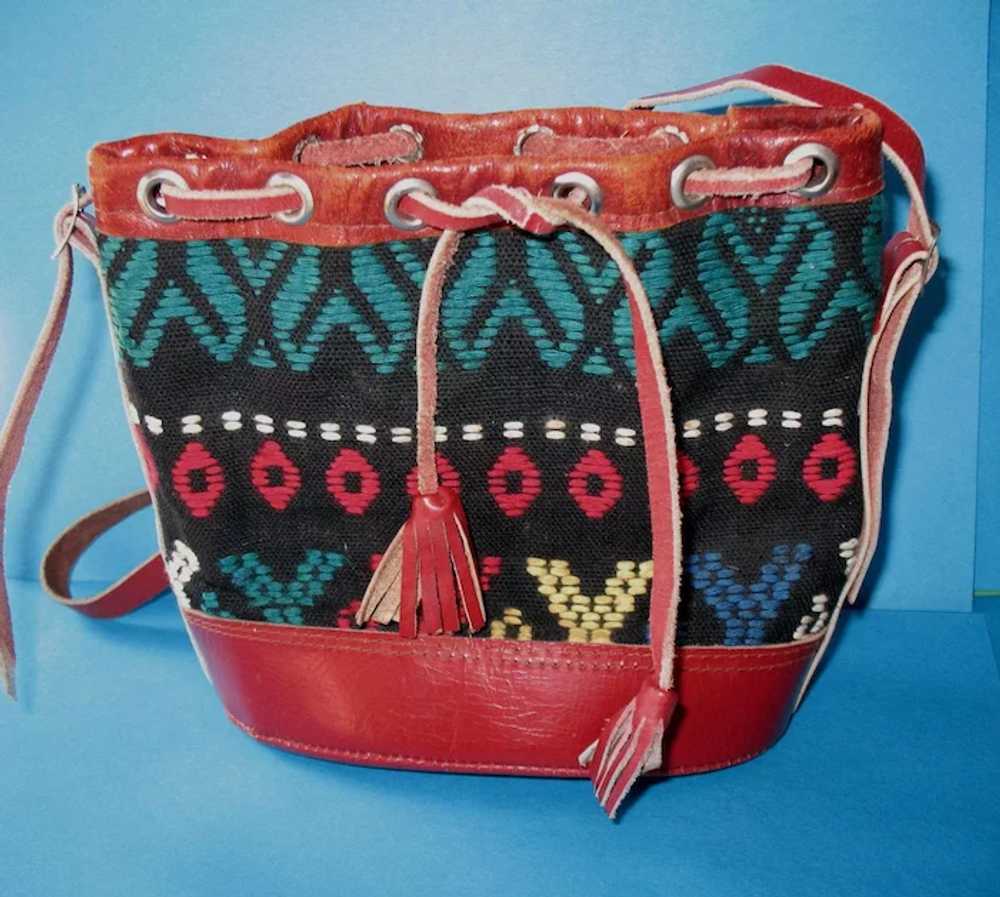 Vintage 1950s South Western Girls Purse Red Leath… - image 2