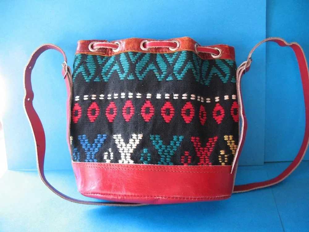 Vintage 1950s South Western Girls Purse Red Leath… - image 3