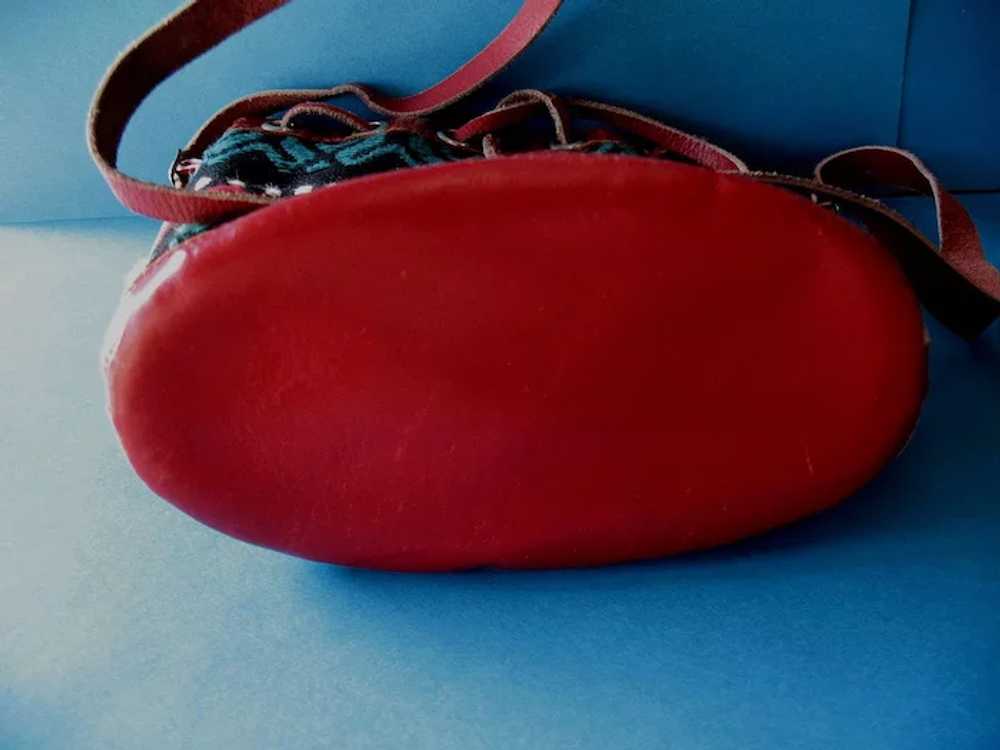 Vintage 1950s South Western Girls Purse Red Leath… - image 4