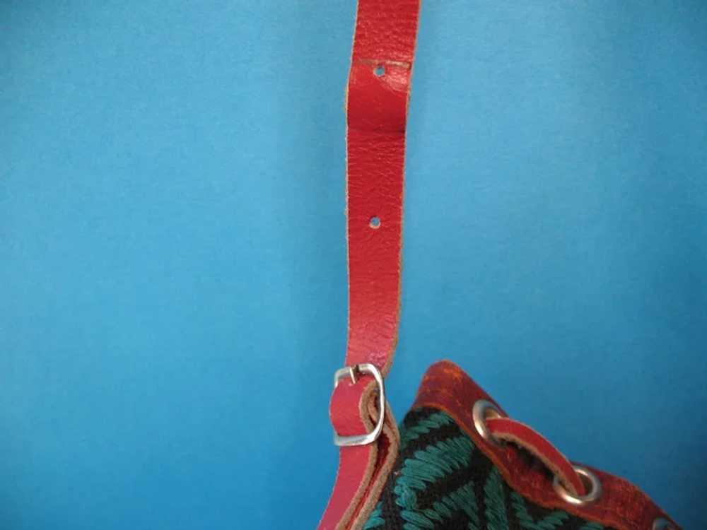 Vintage 1950s South Western Girls Purse Red Leath… - image 8