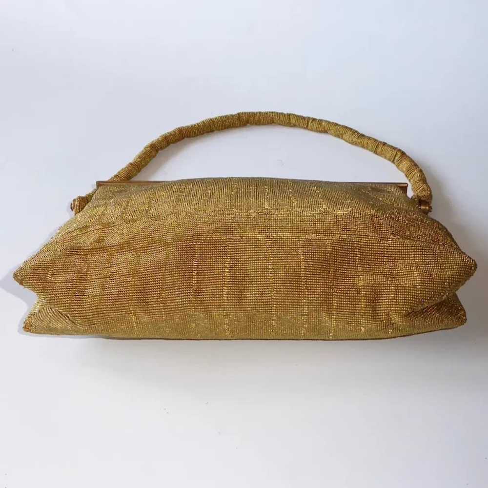 Gold Metallic Beaded Evening Bag Filigree Frame w… - image 11