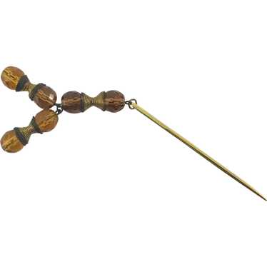 Vintage Hat Ornament Hairpin With Dangling Beads - image 1
