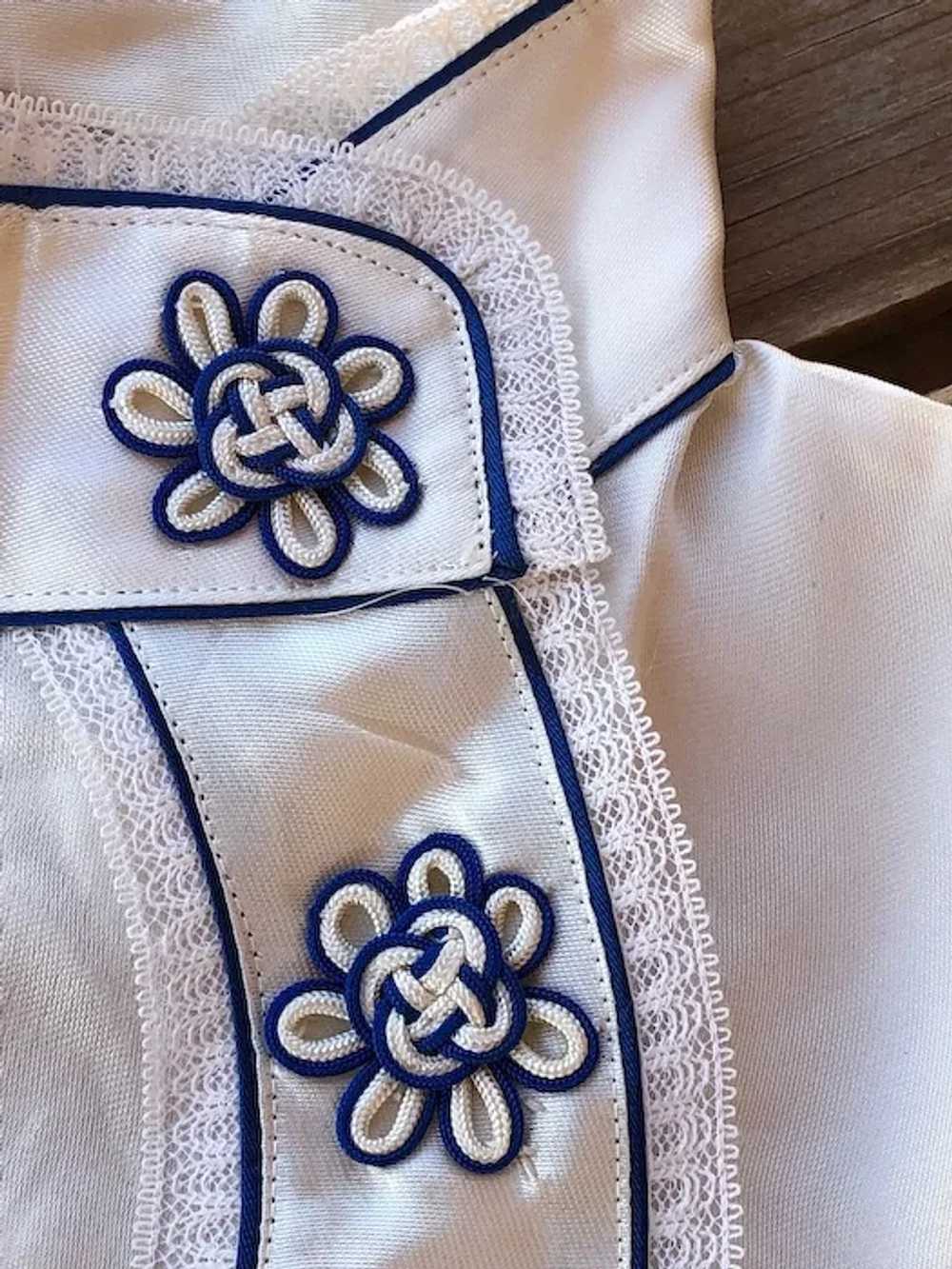 1940s Embroidered White Silk Pajama Blouse Sz M - image 7