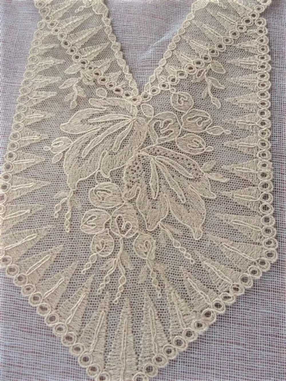 1920s Antique DECO French Tulle Netted Embroidere… - image 4