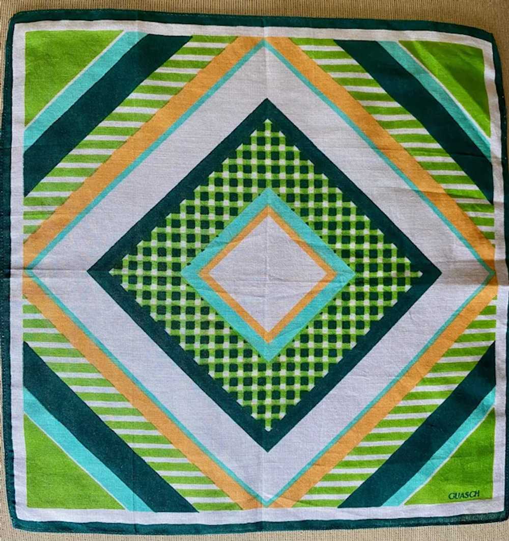 1970s MOD Design Geometric Cotton Handkerchief Gu… - image 3