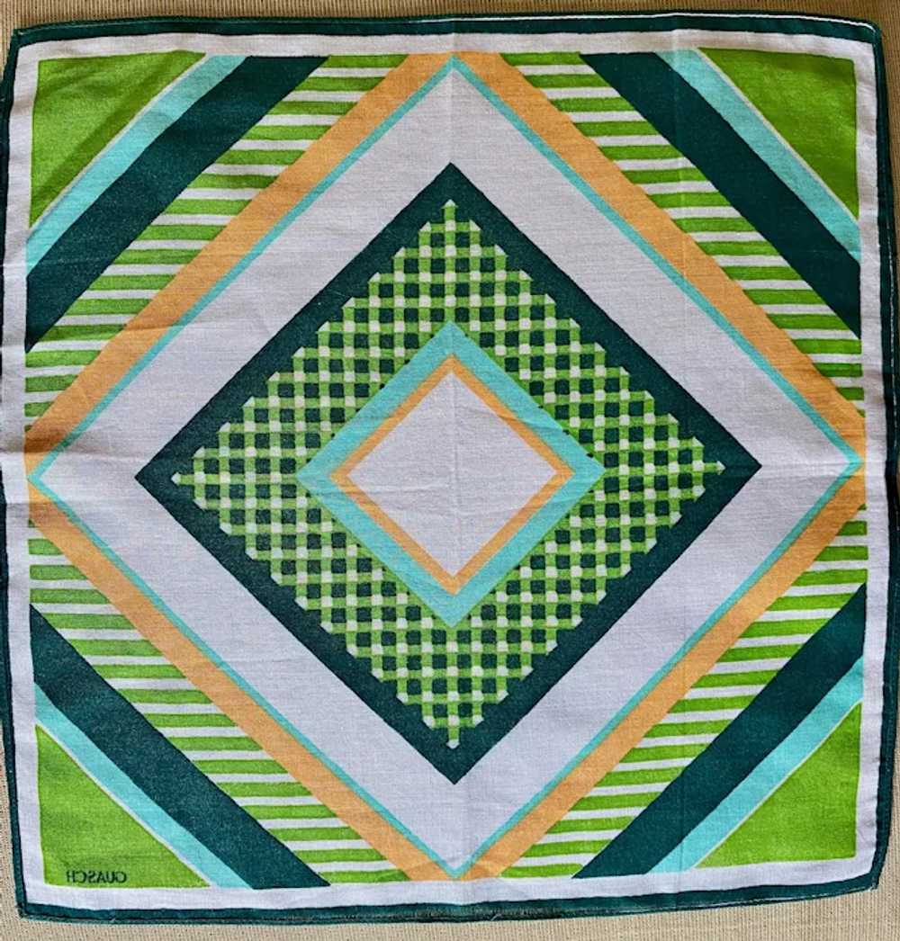 1970s MOD Design Geometric Cotton Handkerchief Gu… - image 4