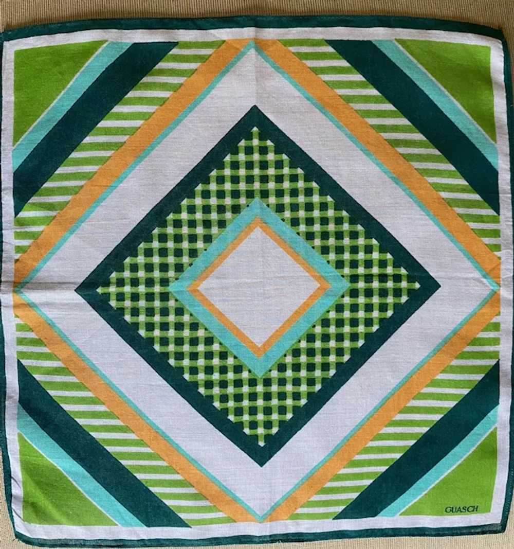 1970s MOD Design Geometric Cotton Handkerchief Gu… - image 5