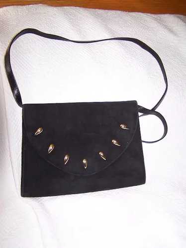 Spanish Black Suede Leather  Shoulder Bag Clutch … - image 1