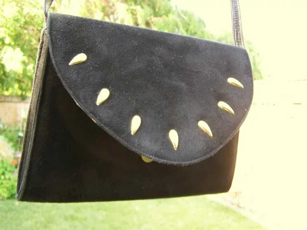 Spanish Black Suede Leather  Shoulder Bag Clutch … - image 2
