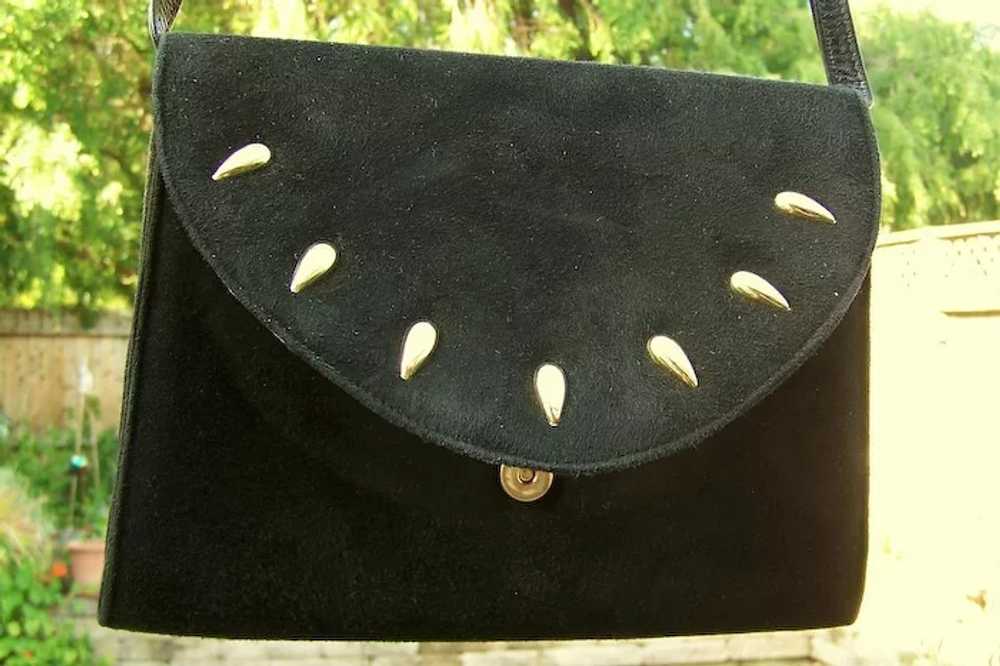 Spanish Black Suede Leather  Shoulder Bag Clutch … - image 4