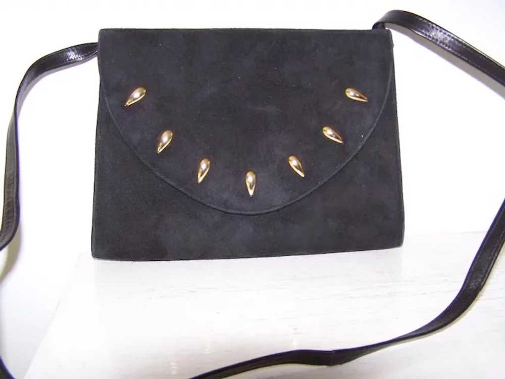 Spanish Black Suede Leather  Shoulder Bag Clutch … - image 5