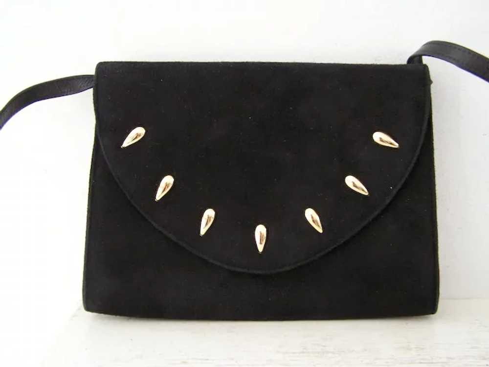 Spanish Black Suede Leather  Shoulder Bag Clutch … - image 6