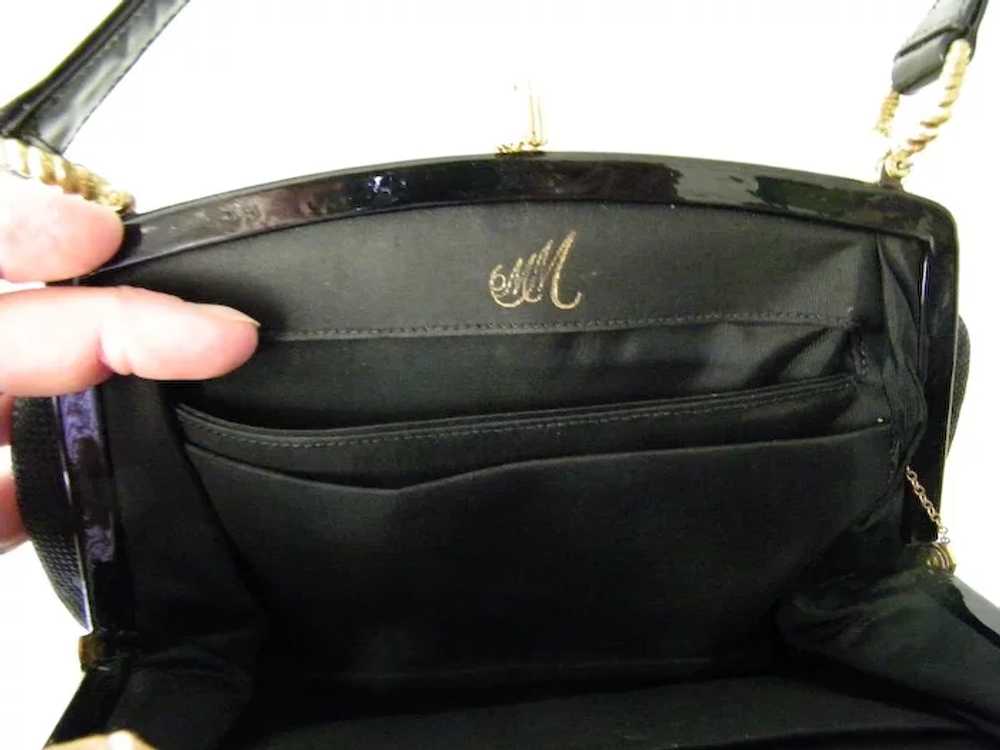 1960s Morris Moskowitz MM Black Satin Brass Clasp Clutch Bag with - Ruby  Lane