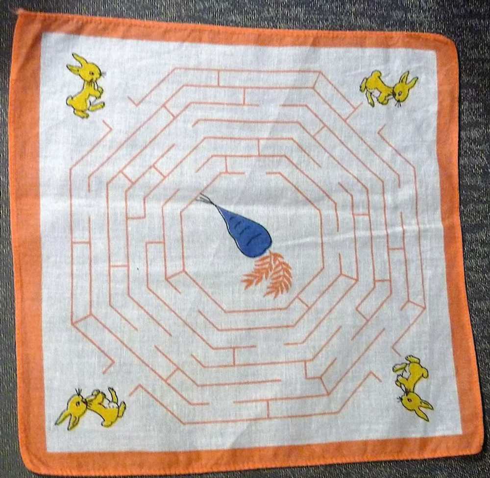 Vintage Child's Handkerchief Hanky Easter Bunny R… - image 2