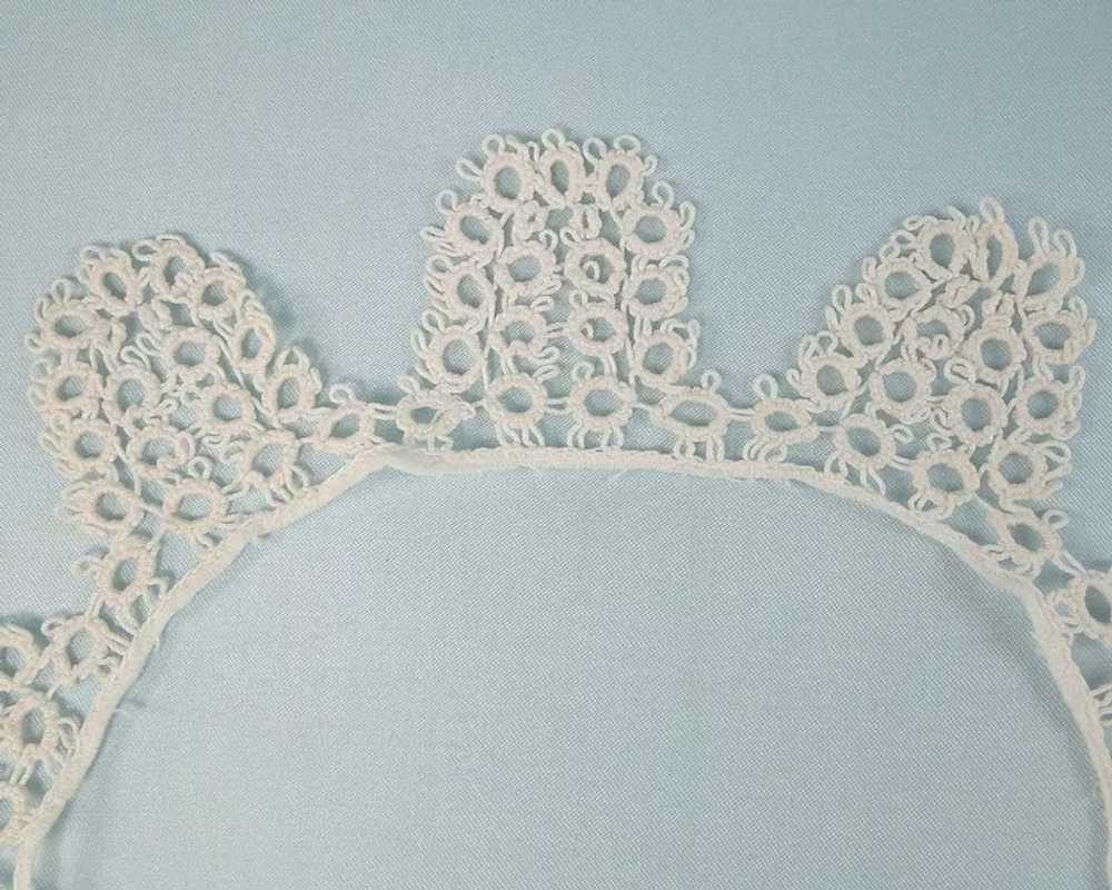 White Cotton Tatted Lace Collar Vintage - image 3