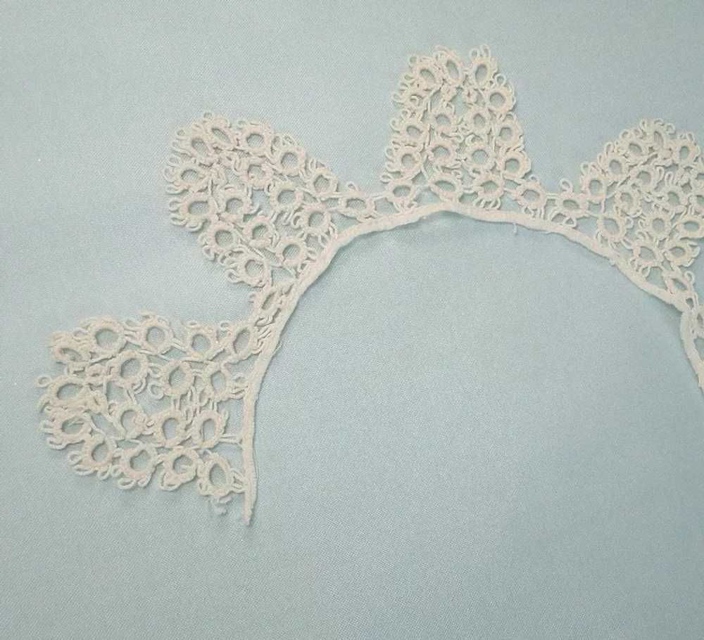 White Cotton Tatted Lace Collar Vintage - image 4