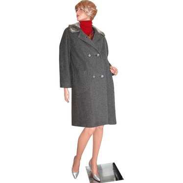 1950/60s ILGWU ~ Gray Wool & Faux Fur Coat - image 1