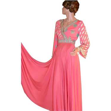 1970s Emilio Pucci Saks Fifth Ave Coral Pink Psyc… - image 1